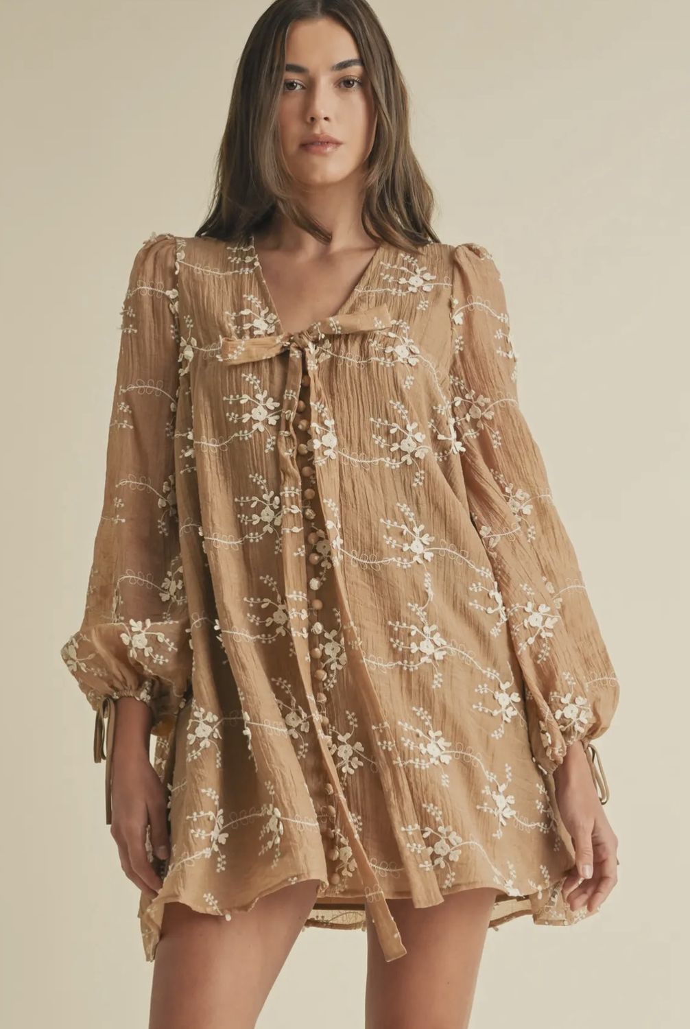 Brenda Mini Dress, Color: Mocha, Size: Small