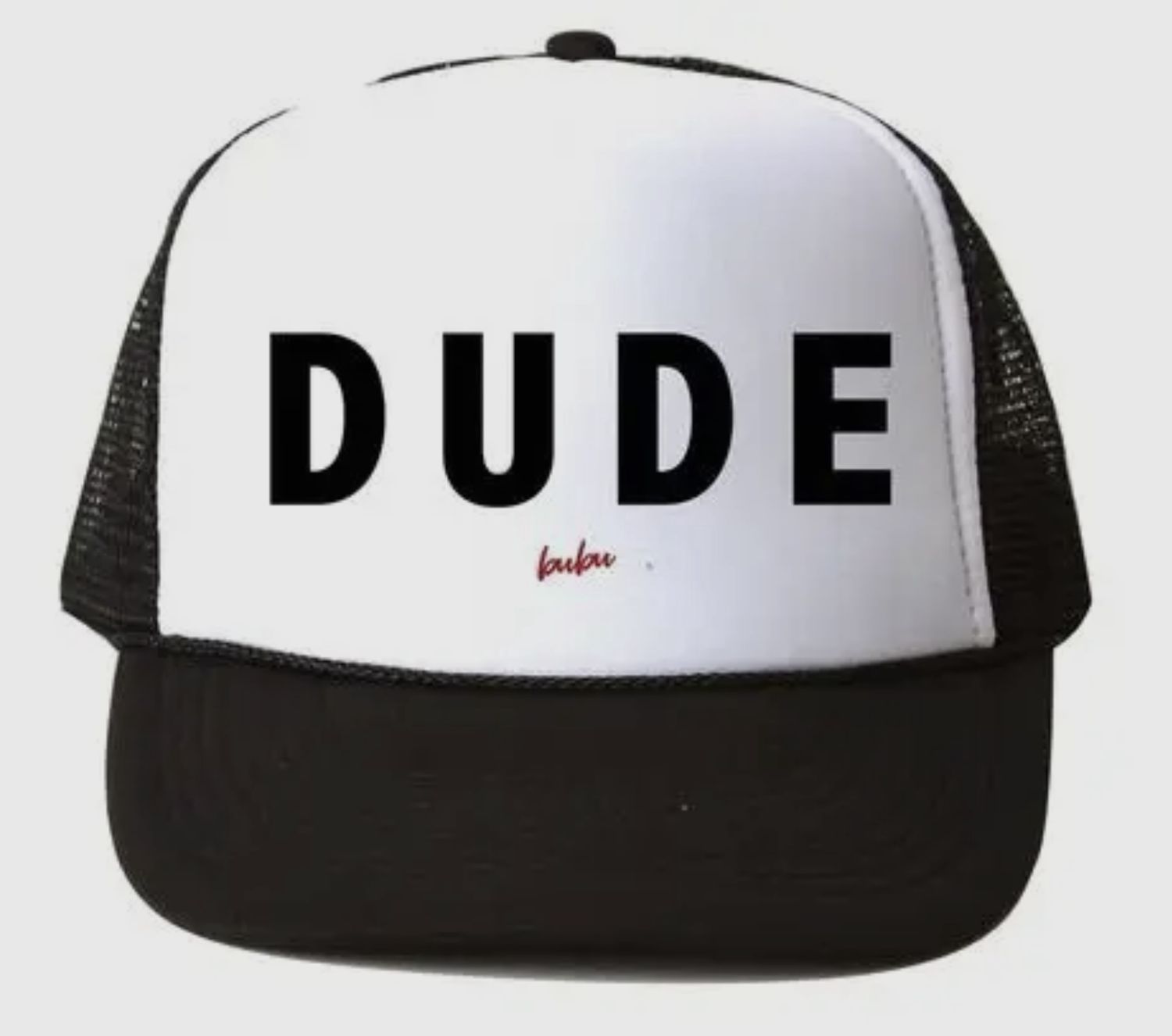 Dude Trucker Hat, Color: Black/White, Size: Small