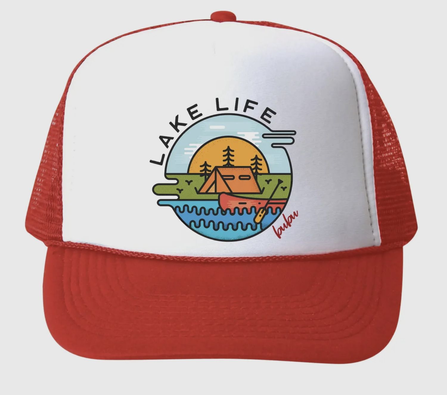 Lake Life Trucker Hat, Color: Red, Size: Small