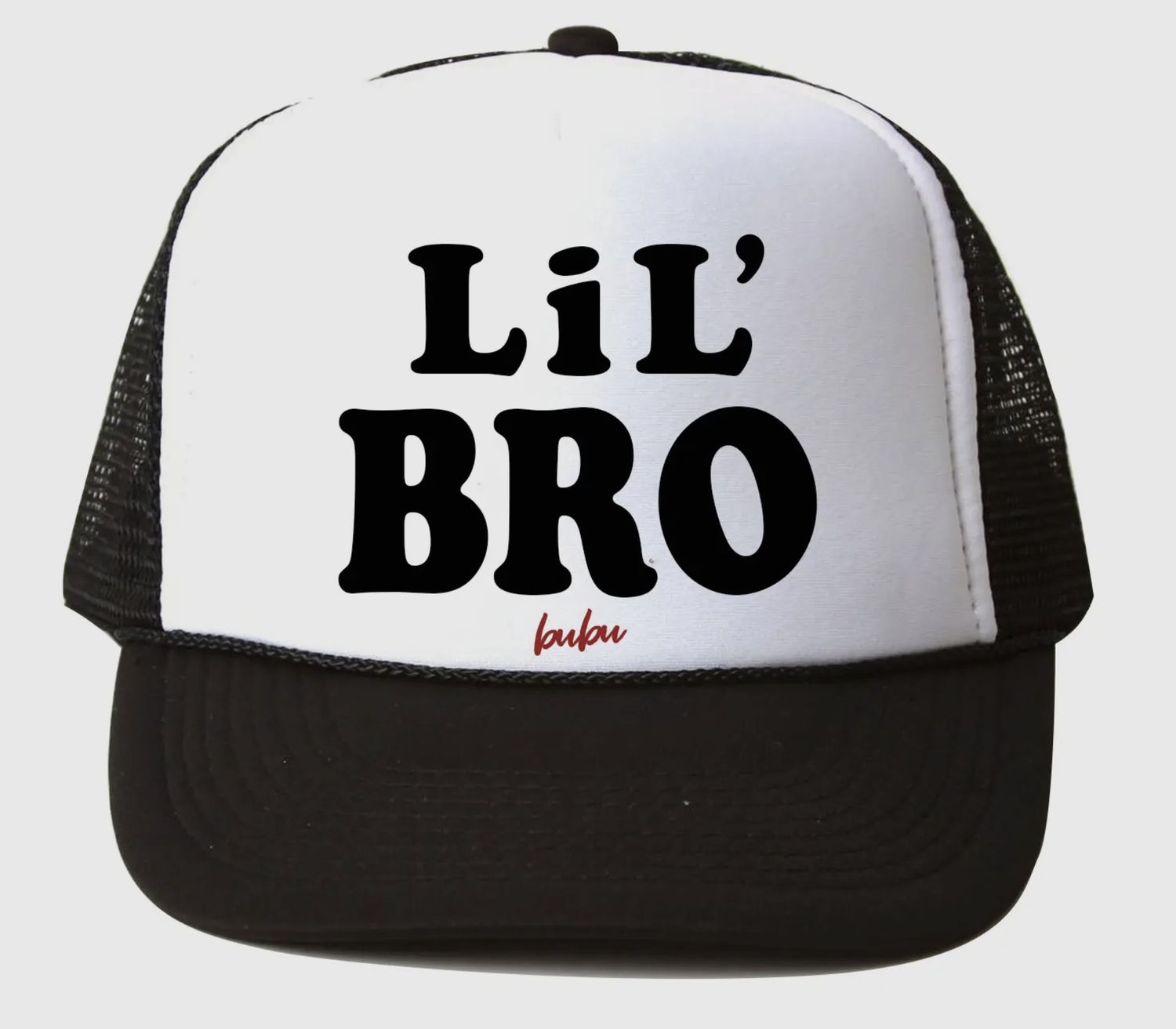 Lil Bro Trucker Hat, Color: Black/White, Size: Small