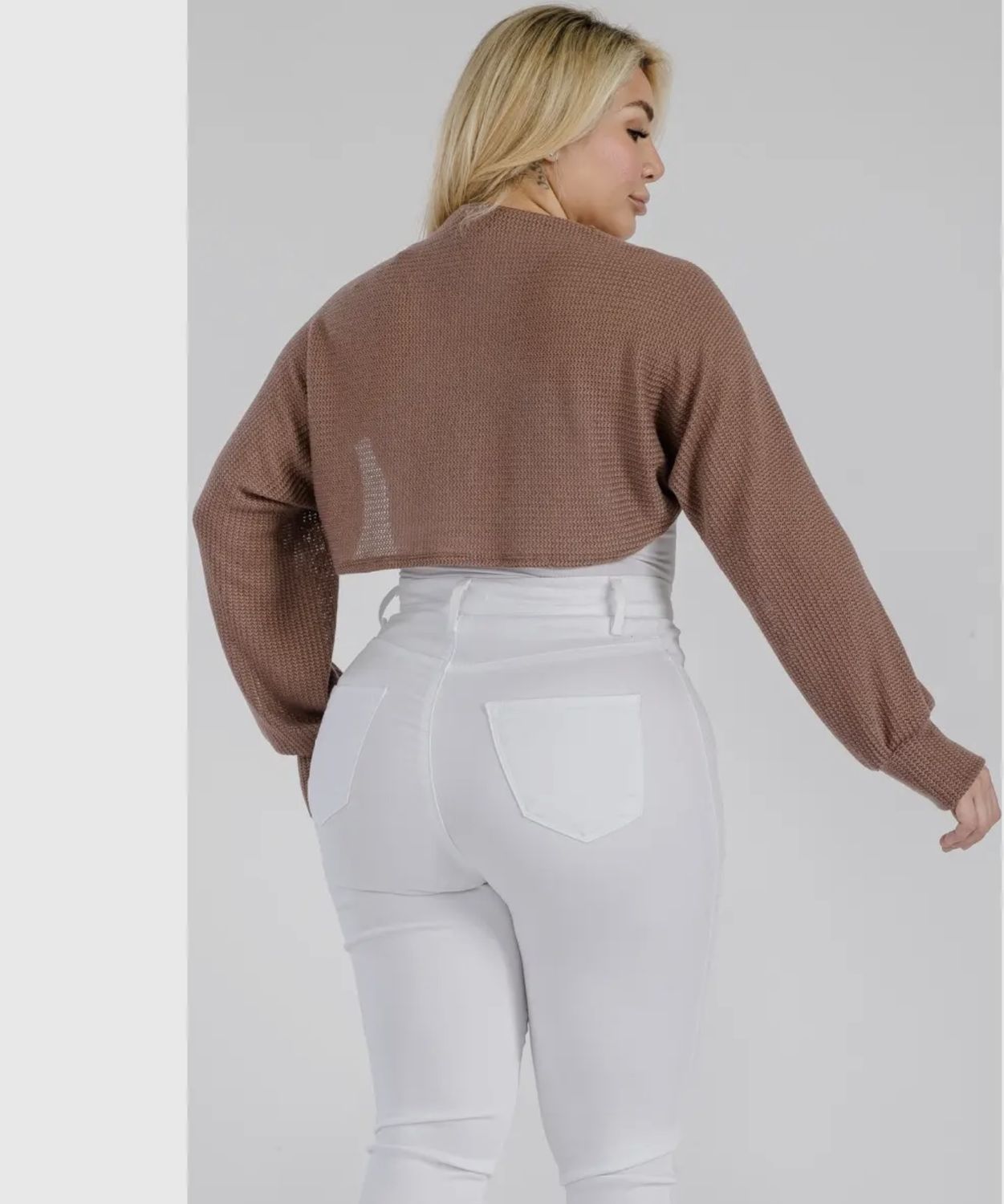 Corrine Crop Shrug Bolero, Color: Brown, Size: 1X