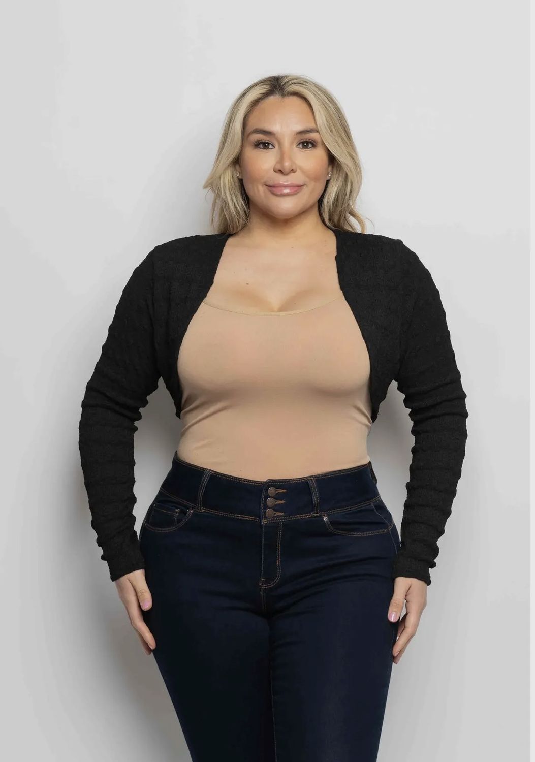 Shelby Cropped Bolero Cardigan - Black, Color: Black, Size: 1X