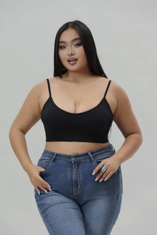 Cindy Low Back Seamless Bralette - Black