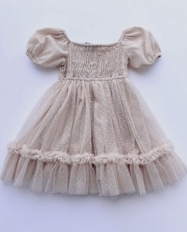 Smocked Dots Tulle Dress