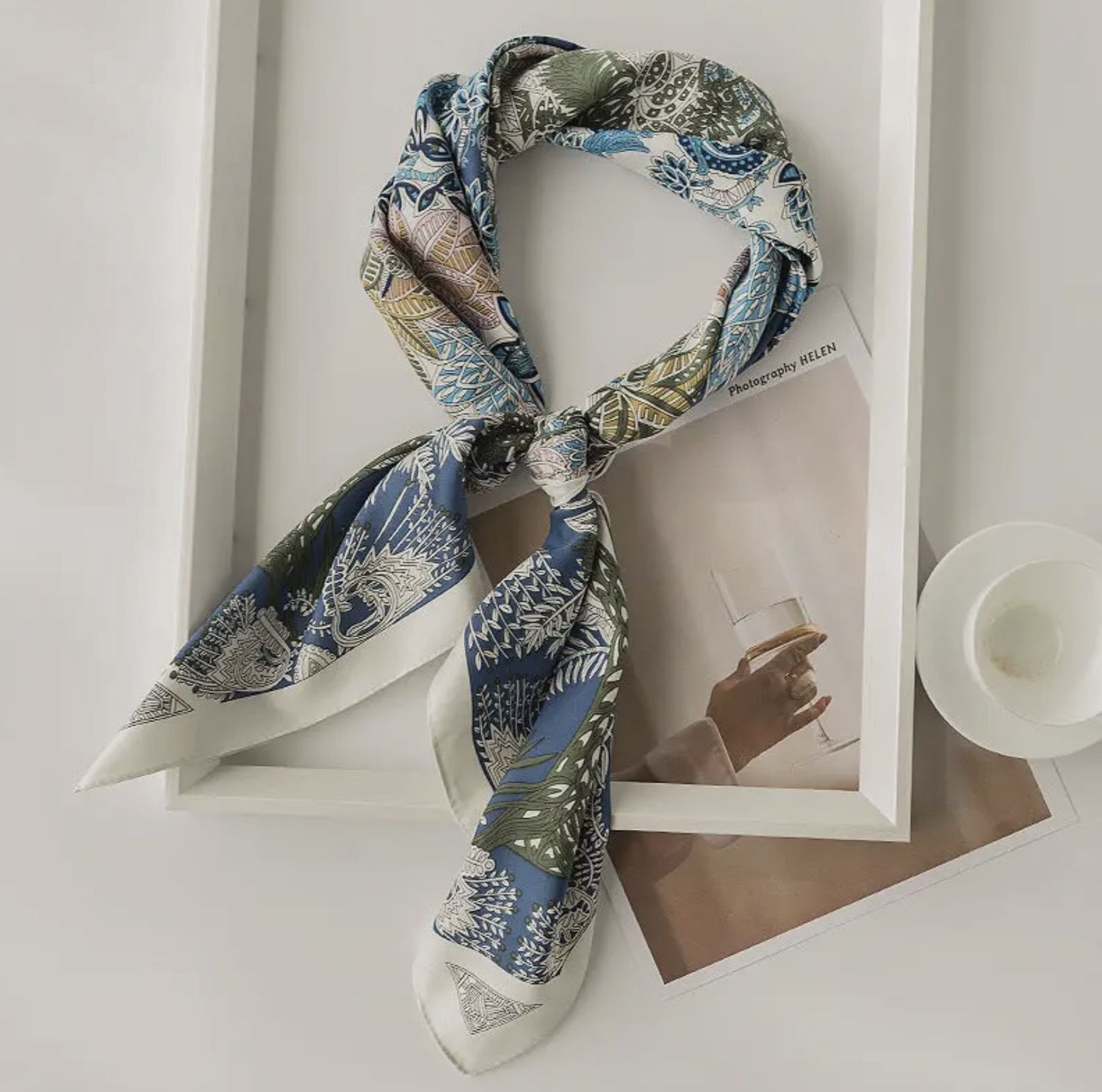 Scarlett Floral Square Scarf - White
