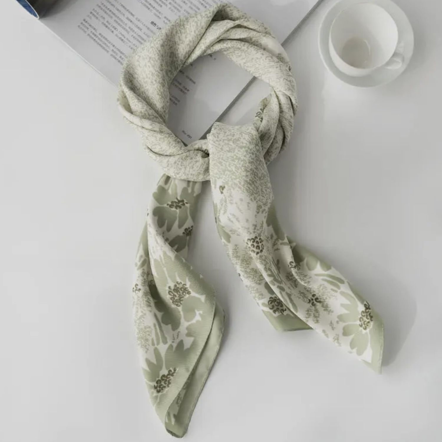 Scarlett Floral Square Scarf - Green