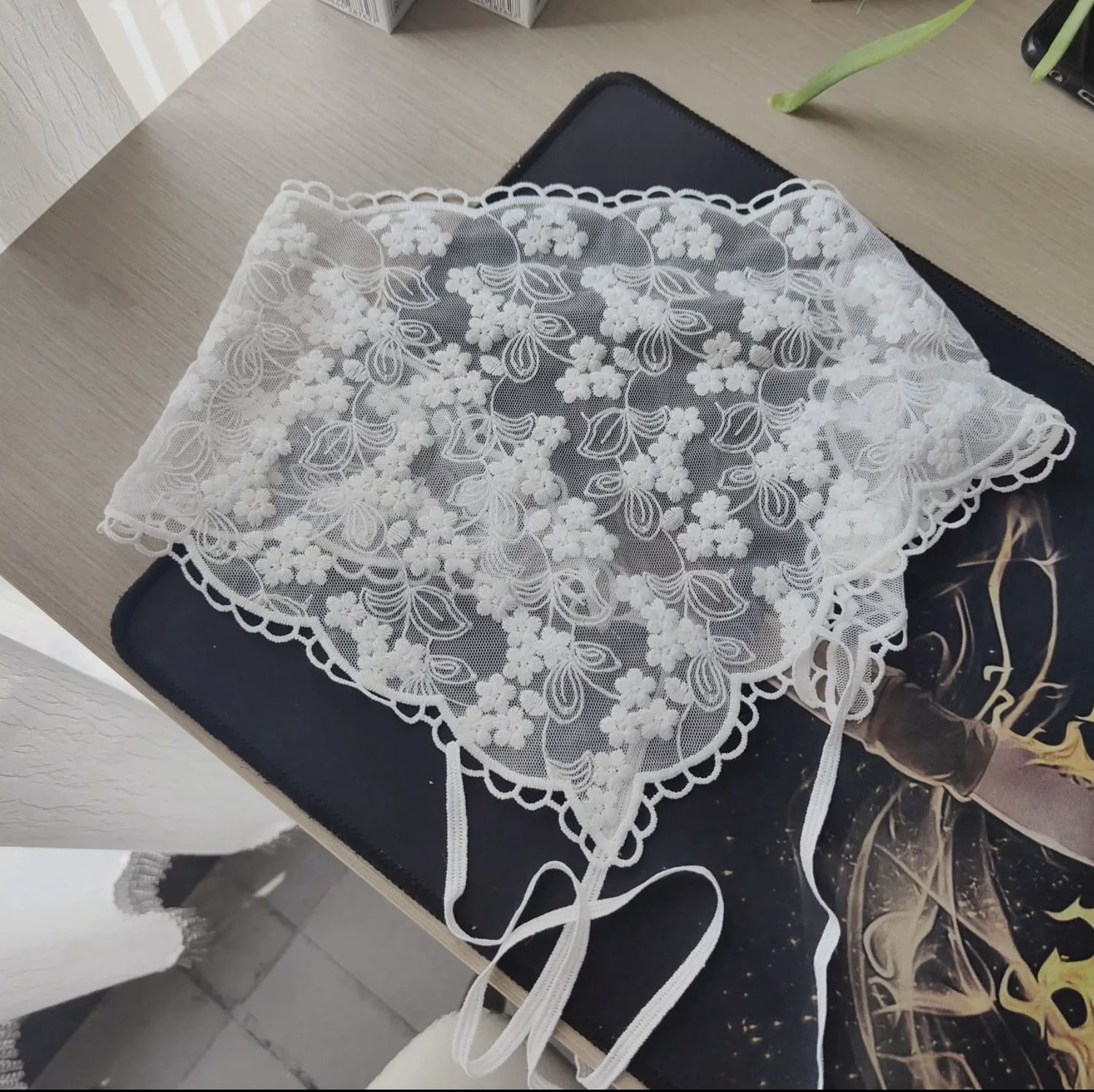 Summer Beige Lace Headscarf