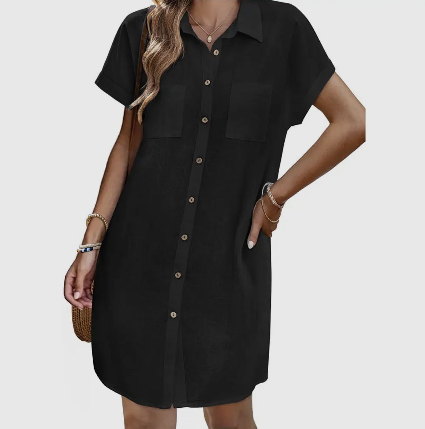 Darcy Striped Linen Dress - Black, Color: Black, Size: Small