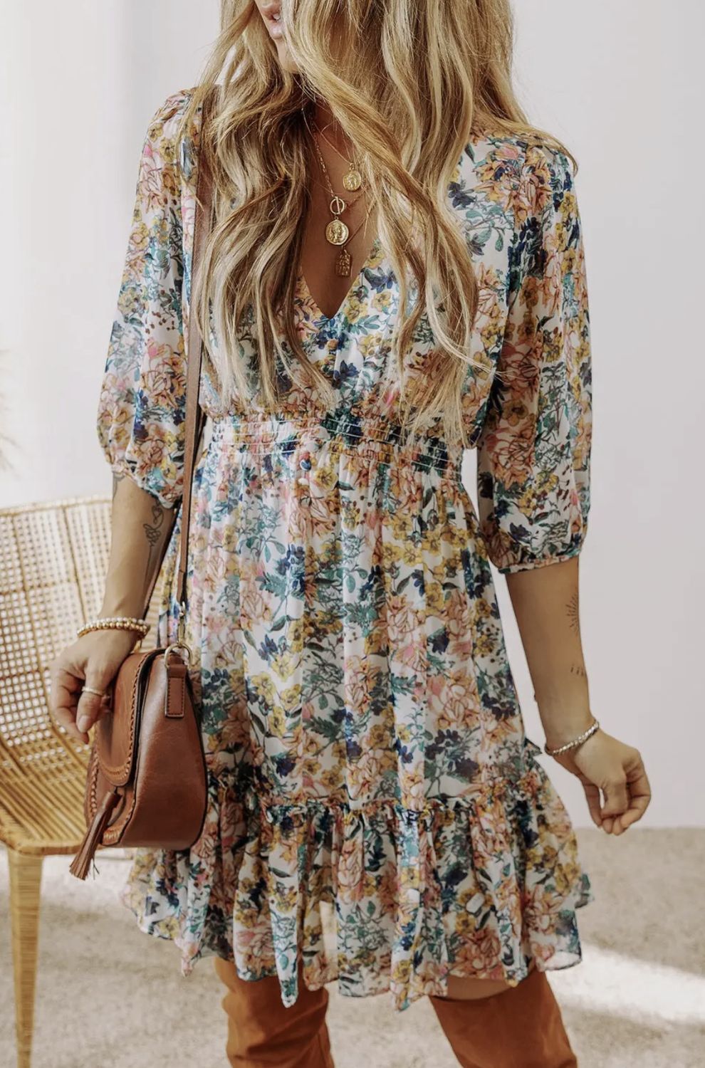 Florence Ruffled Dress, Color: Sky Blue, Size: Small