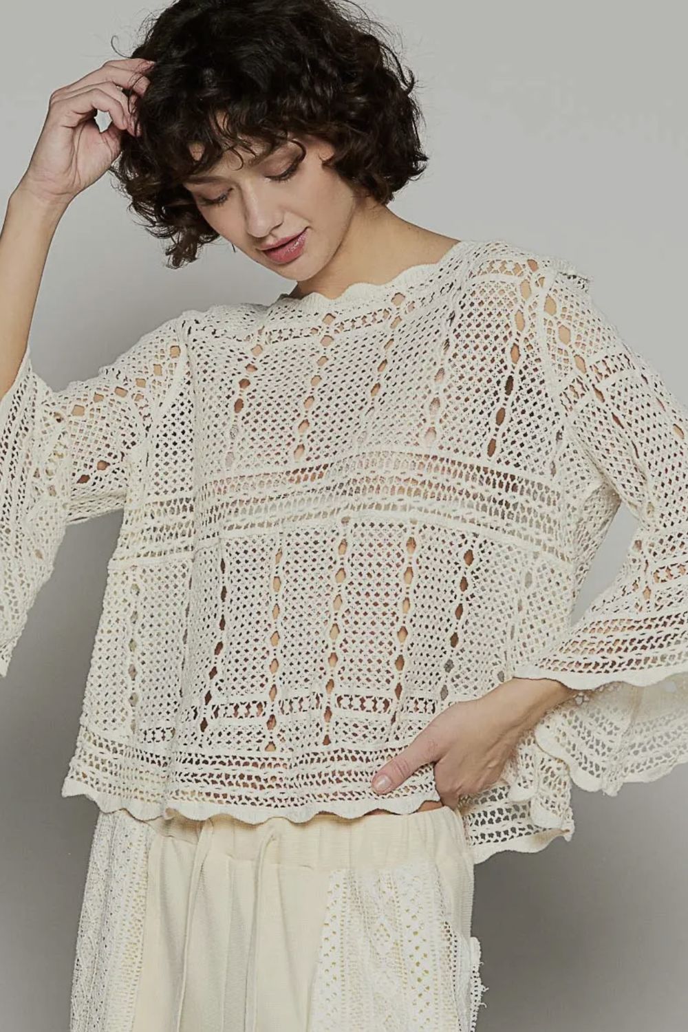Boat Neck Crochet Top