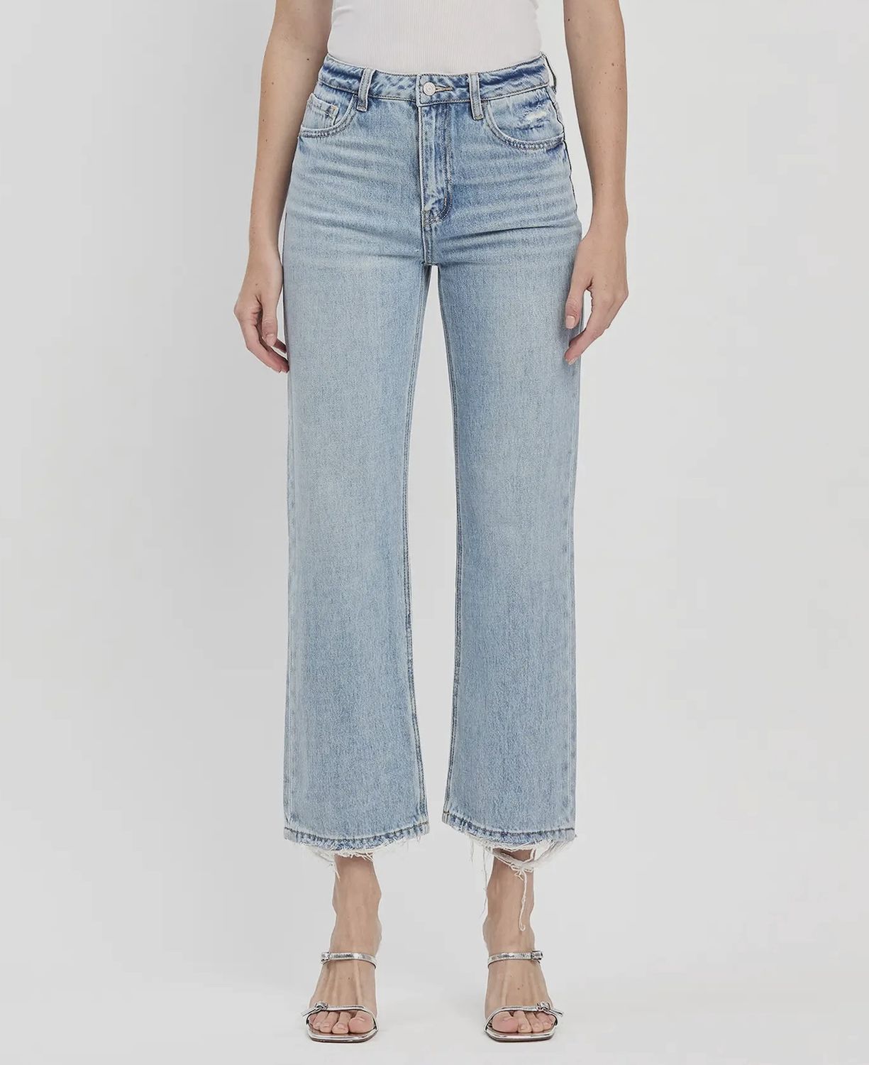 Ankle Slim Wide Jeans, Color: Light Wash, Size: 24
