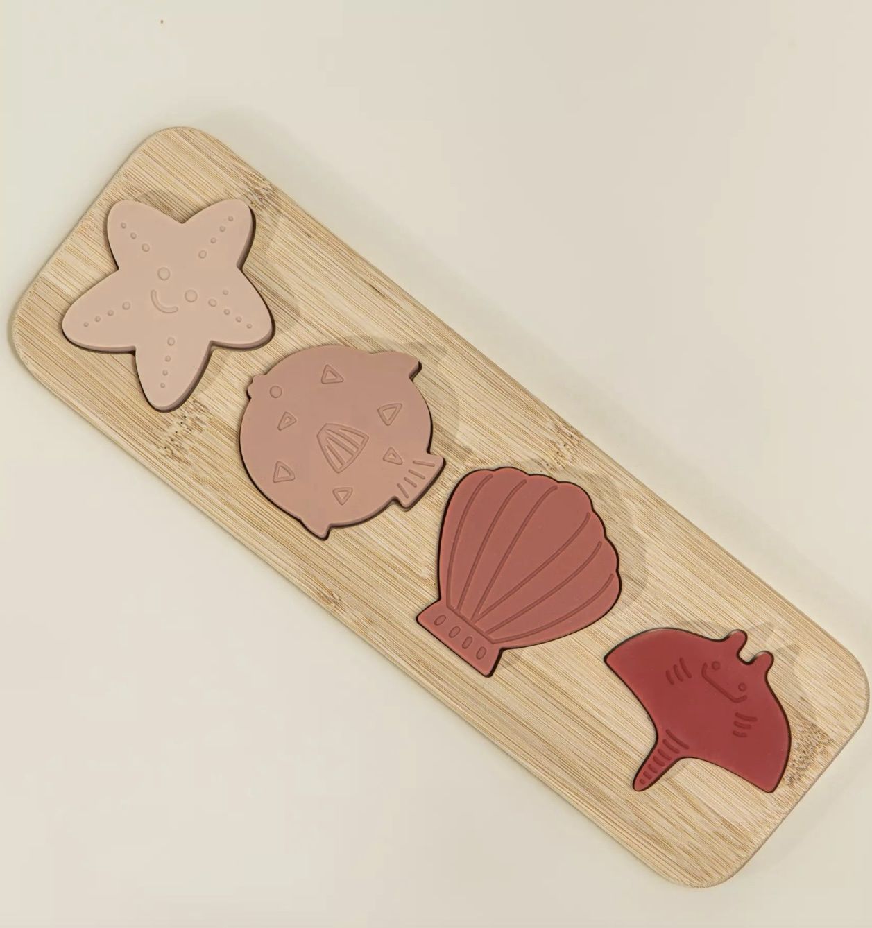 Silicone Puzzle on Wooden Plate - Ocean