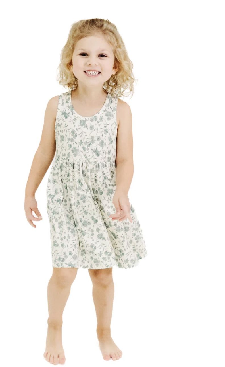 Baby’s Breathe Floral Tank Dress, Color: Cream/Floral, Size: 2T