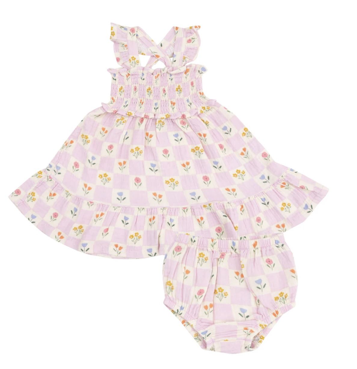 Heather Floral Ruffle Dress, Color: Pink Floral, Size: 6-12 M + Bloomer