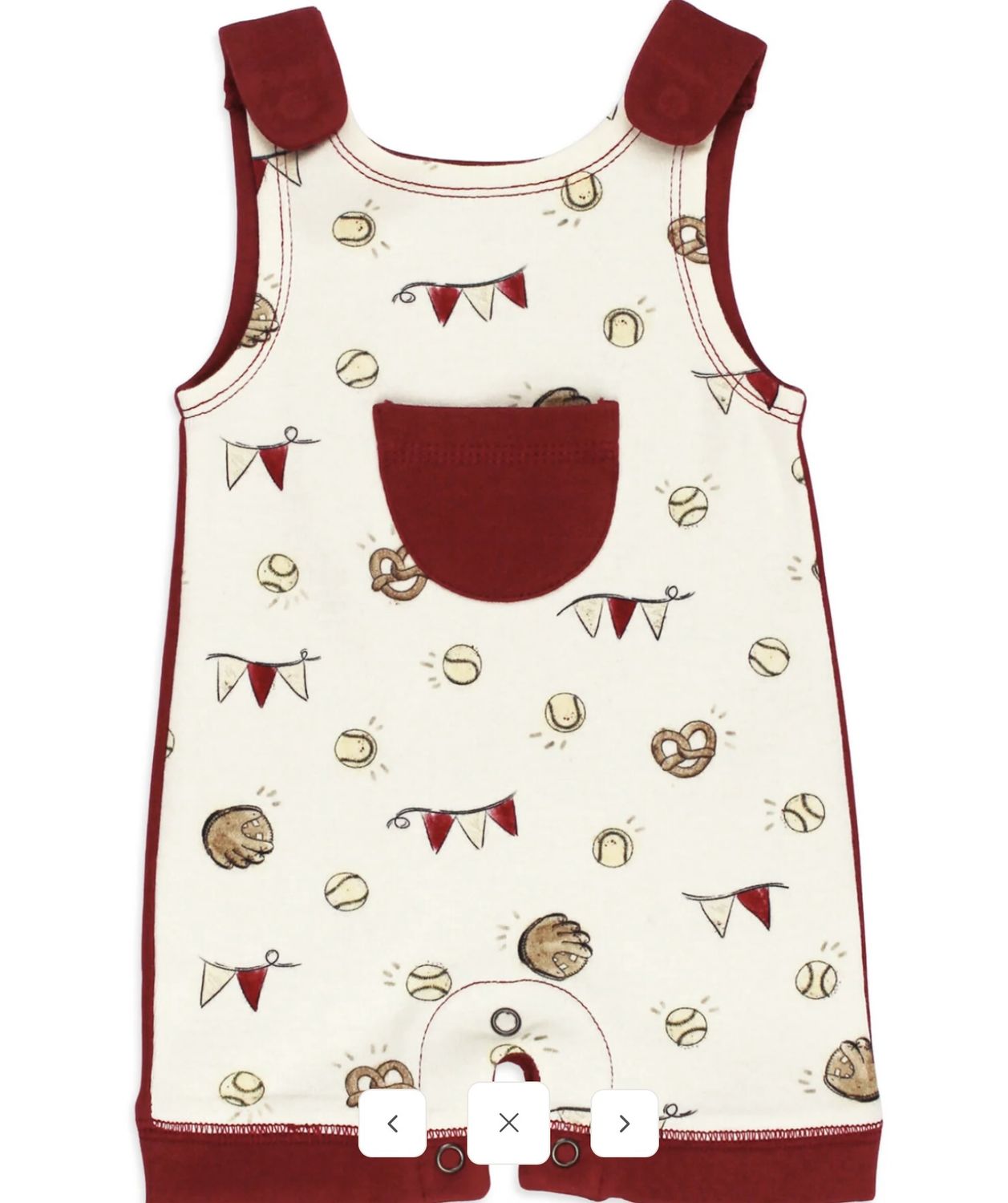 Sleeveless Romper Game Day, Color: Cream/Burgandy, Size: 0-3M