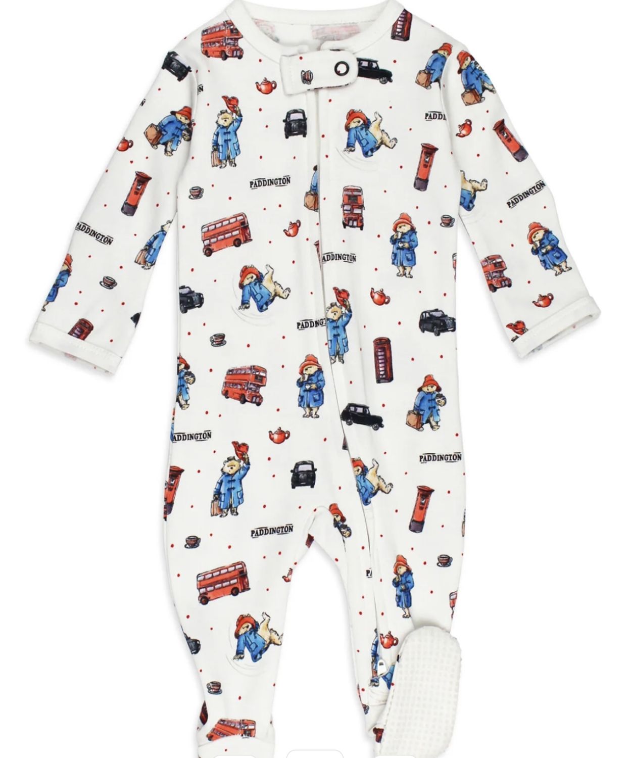2-Way Zipper Footie Paddington - London, Color: White, Size: 0-3M