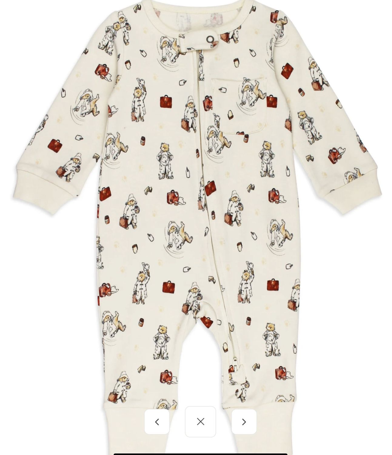 Footless 2-Way Zipper Romper - Adventure Paddington, Color: Cream, Size: 9-12M
