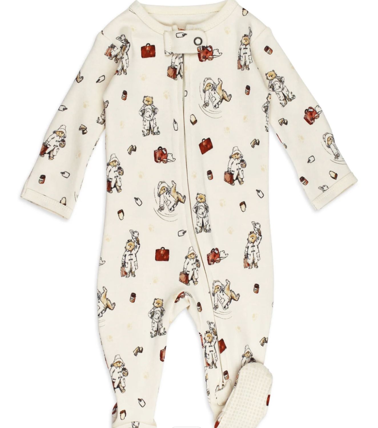 2-Way Zipper Footie Paddington - Adventure, Color: Cream, Size: 0-3M