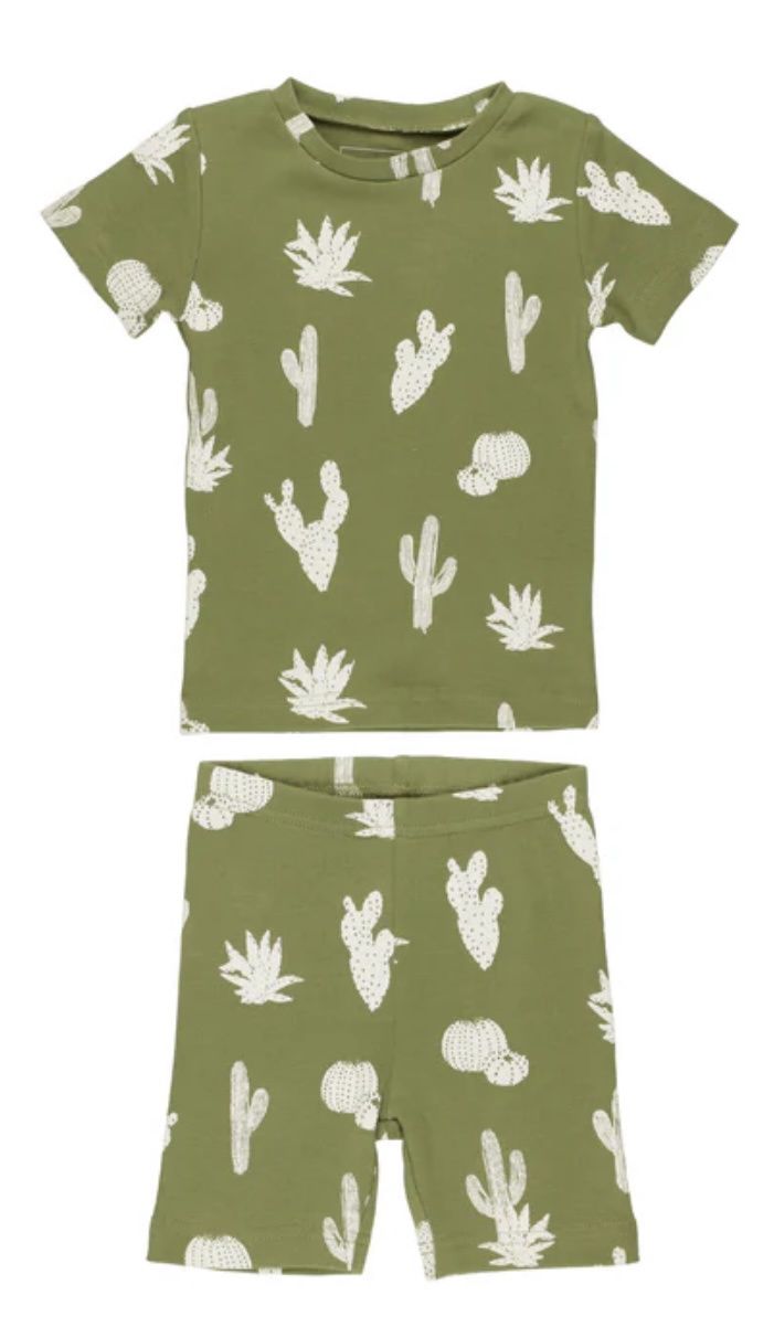 Short Sleeve PJ Set, Color: Sage, Size: 2T