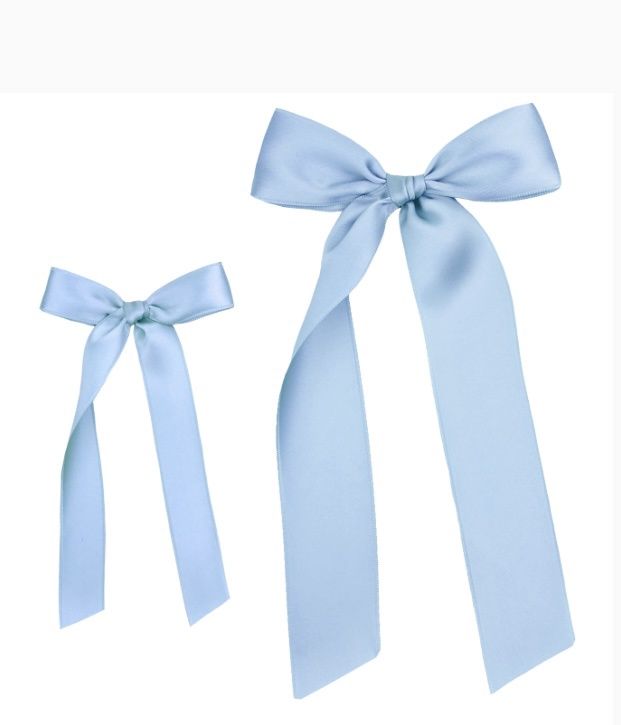 Satin Bow Clip 2 Pack - French Blue