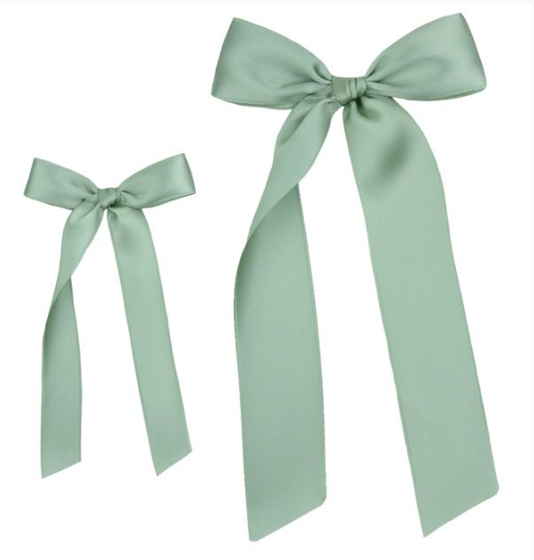 Satin Bow Clip 2 Pack - Sage