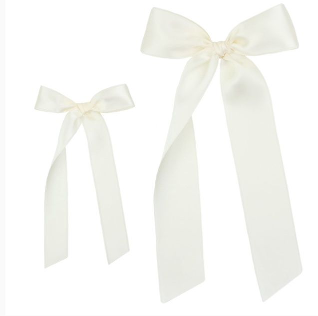 Satin Bow Clip 2 Pack - Cream