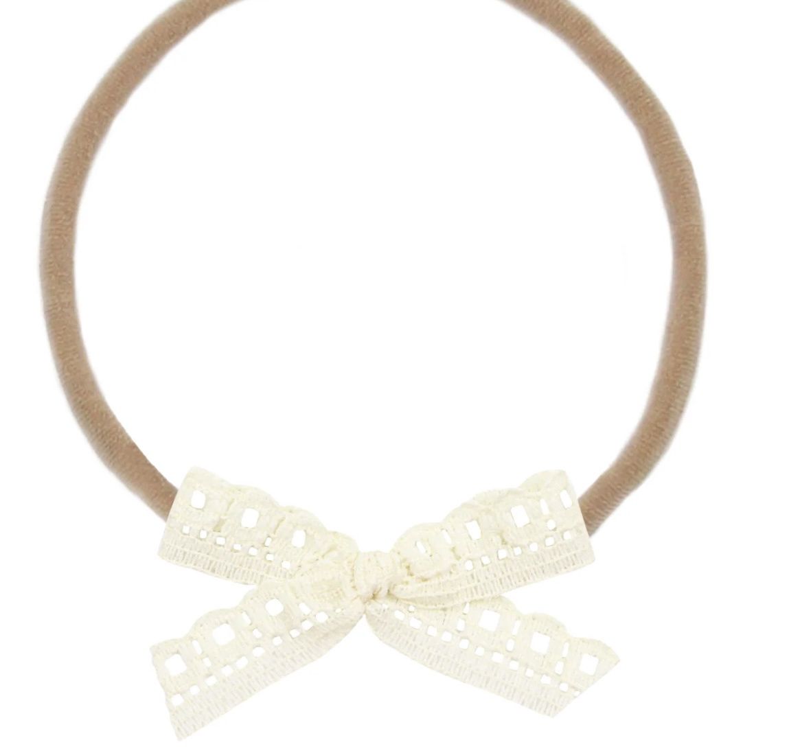 Lace Bow Mini Headband - Cream