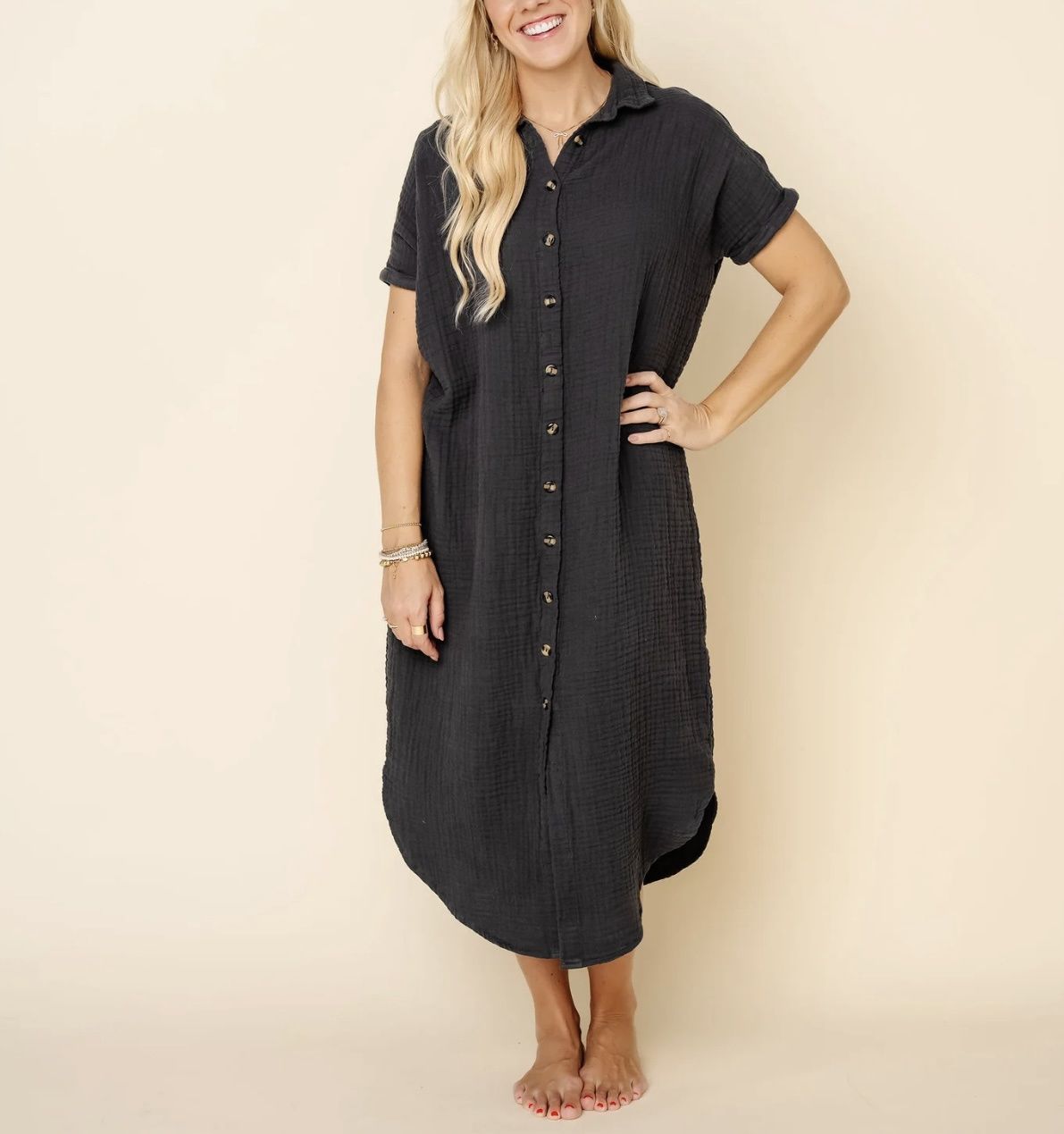 The Everyday Dress - Charcoal, Color: Charcoal, Size: XX Small