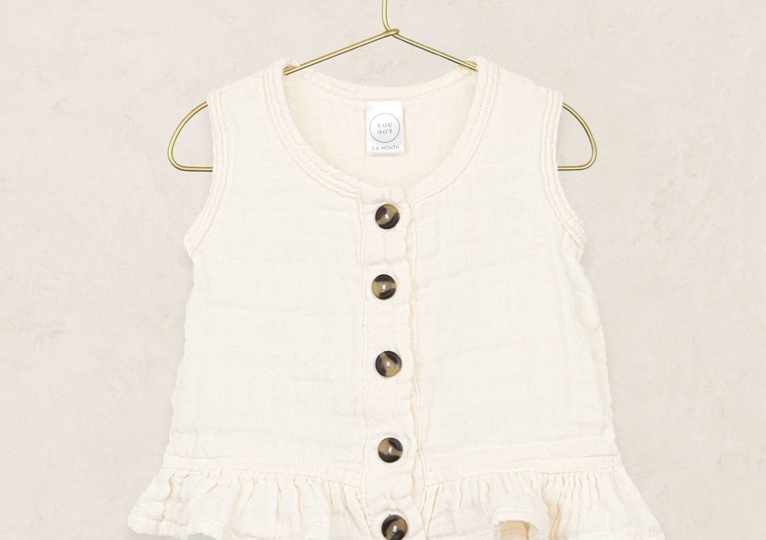 Sabrina Ruffle Tank - Cream, Color: Cream, Size: 3T