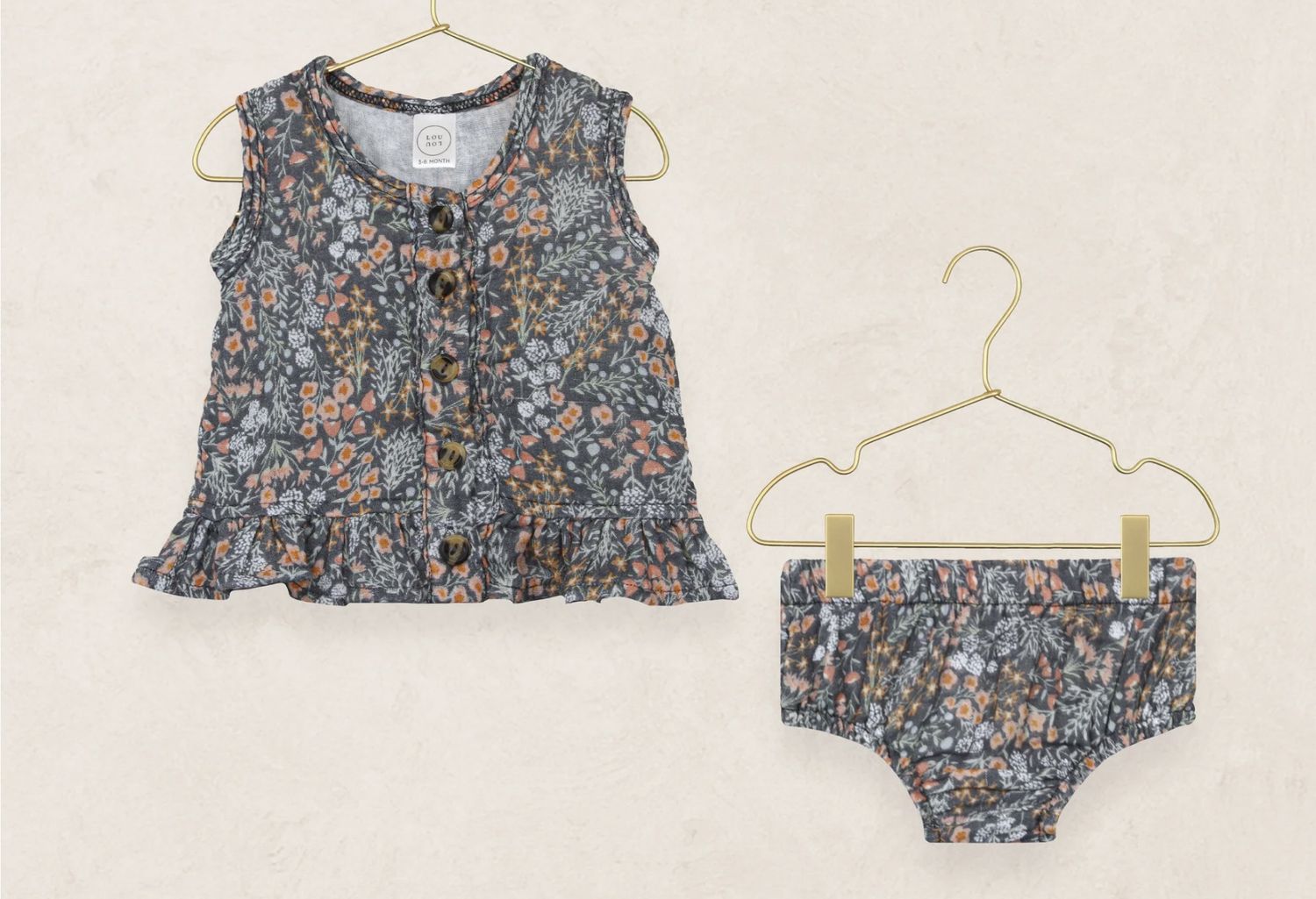 Bea Ruffle Tank &amp; Bloomer Set, Color: Bea/Blue Floral, Size: NB-3M