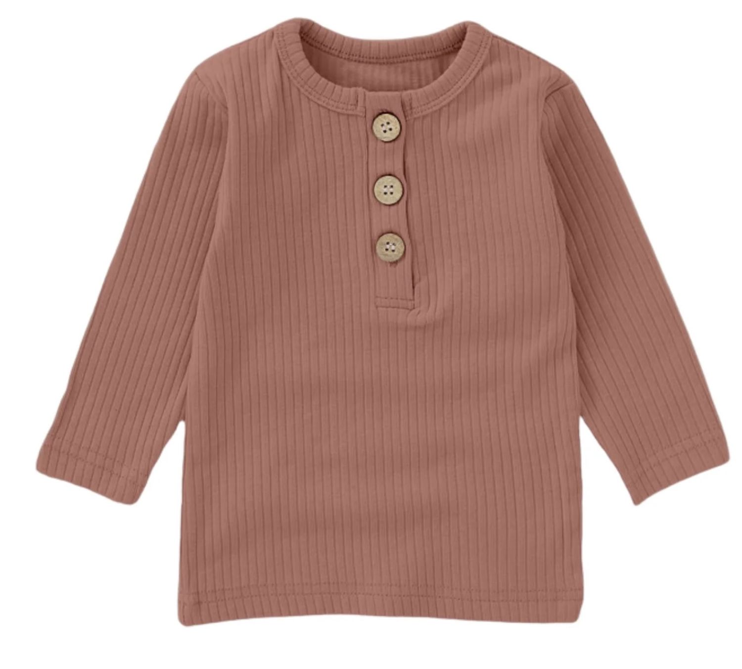 Ribbed Button Shirt - Blush, Color: Blush, Size: 0-3M
