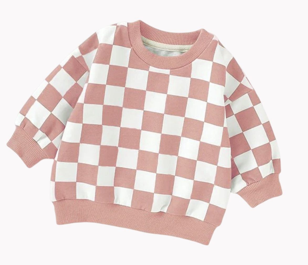 Thomas Checkered Sweater, Color: Blush, Size: 0-3M