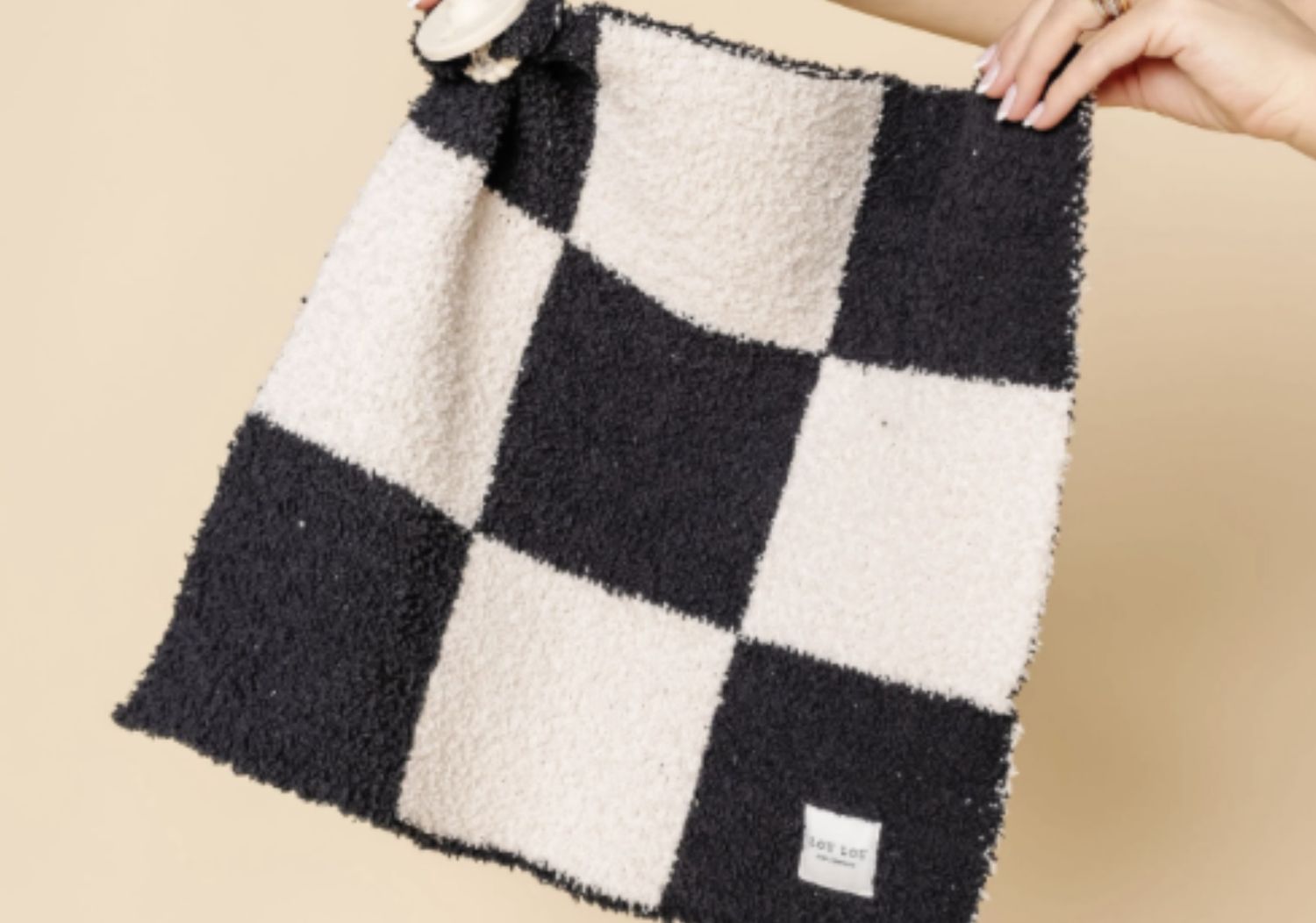 Chenille Blanket - Charcoal Check, Color: Charcoal Check