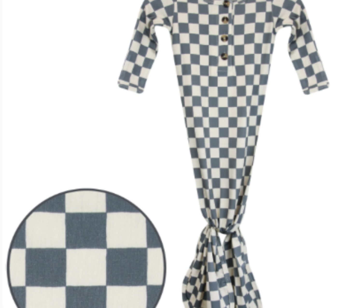 Knotted Gown - Miles, Color: Blue/Cream, Size: NB
