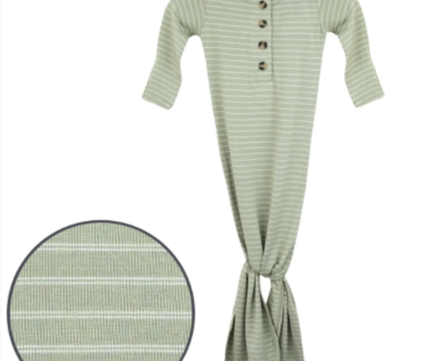 Knotted Gown - Carson, Color: Green Striped, Size: NB