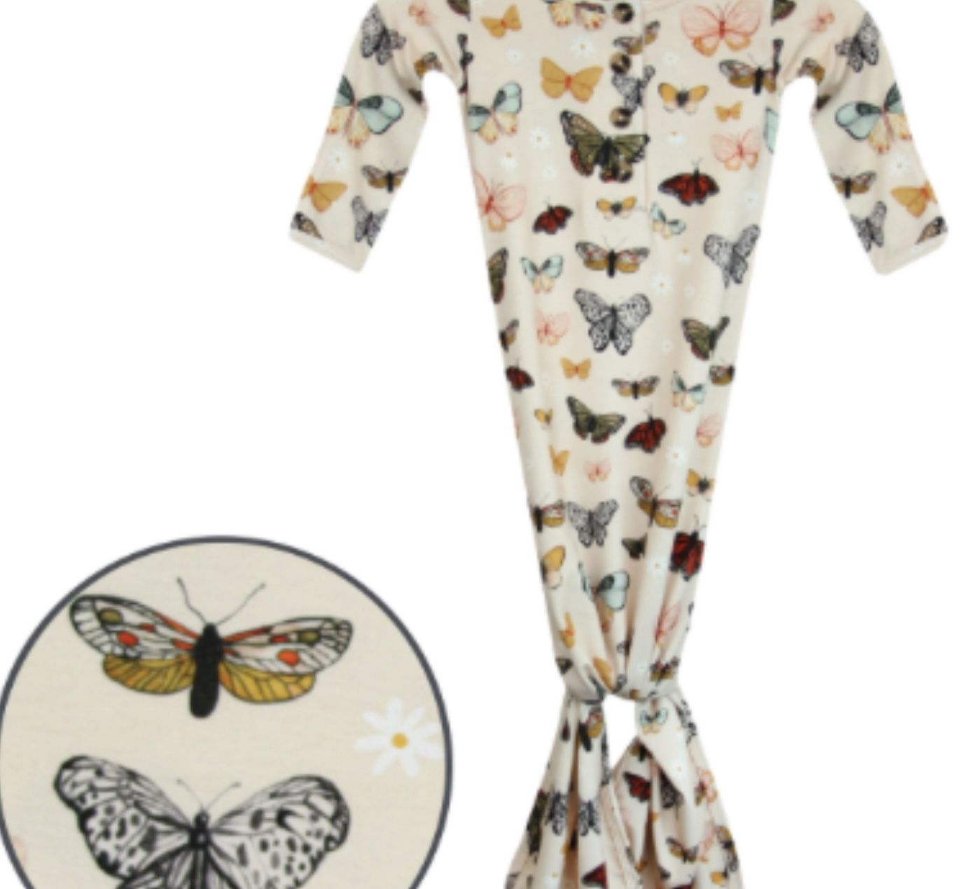 Knotted Gown - Amelia, Color: Butterflies, Size: NB