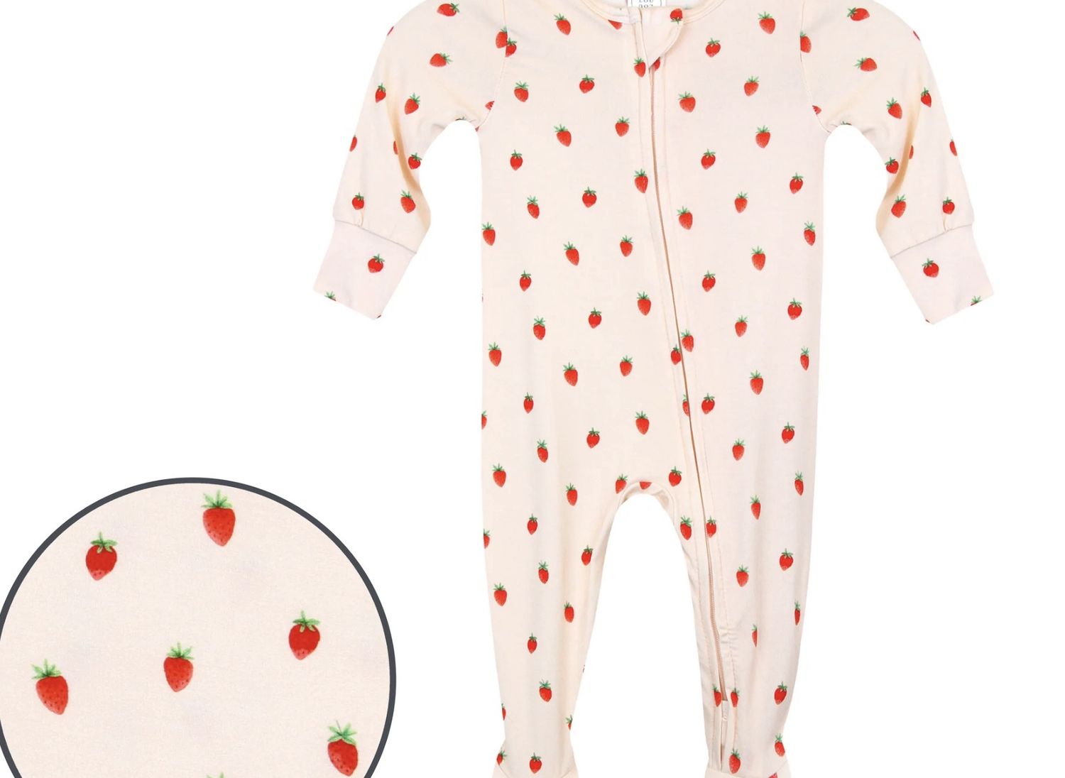 Zipper Footies - Junie, Color: Strawberries, Size: 6M
