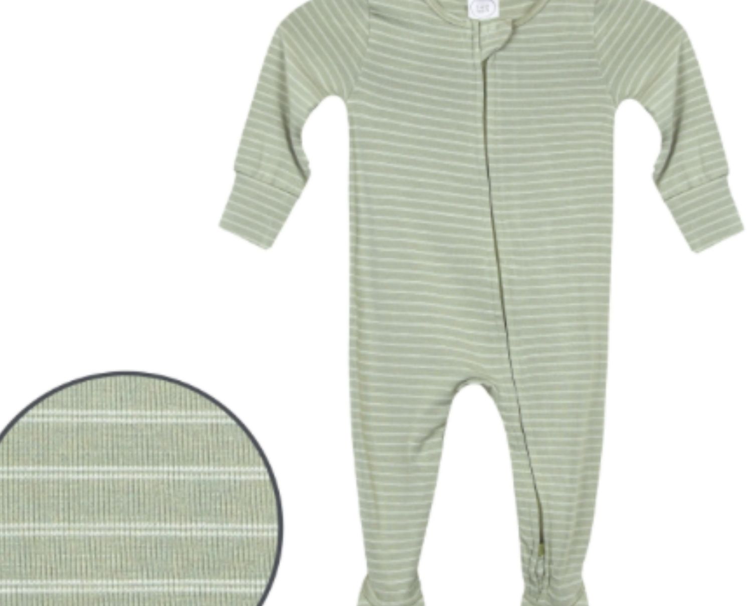 Zipper Footies - Carson, Color: Green Striped, Size: Premie
