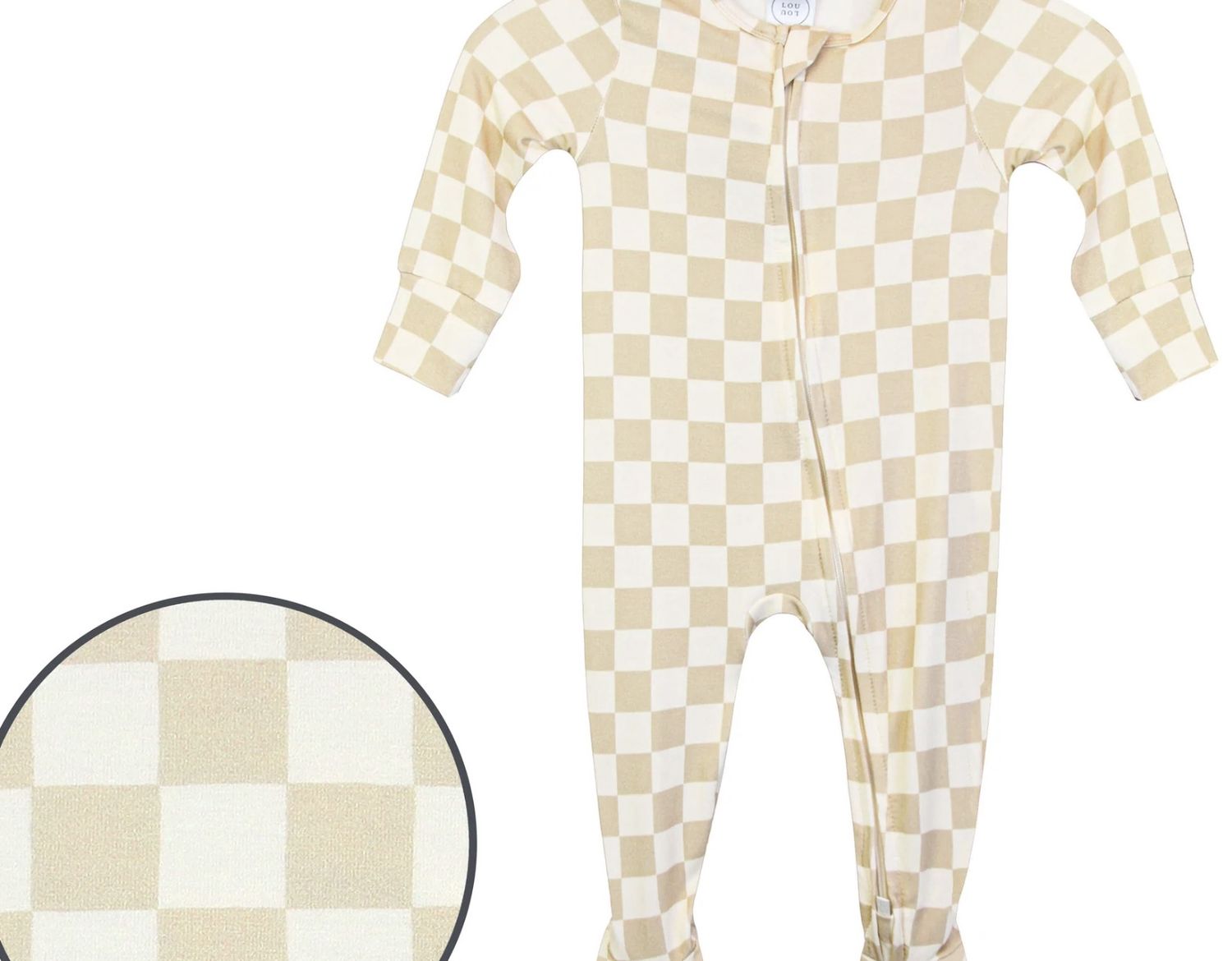 Zipper Footies - Austin, Color: Tan Check, Size: Premie
