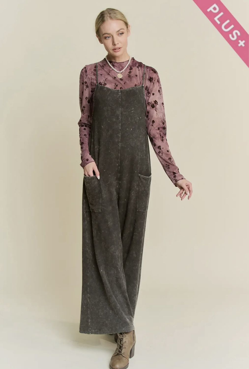 Stella Lounge Jumpsuit, Color: Gray Washed, Size: 1 XL