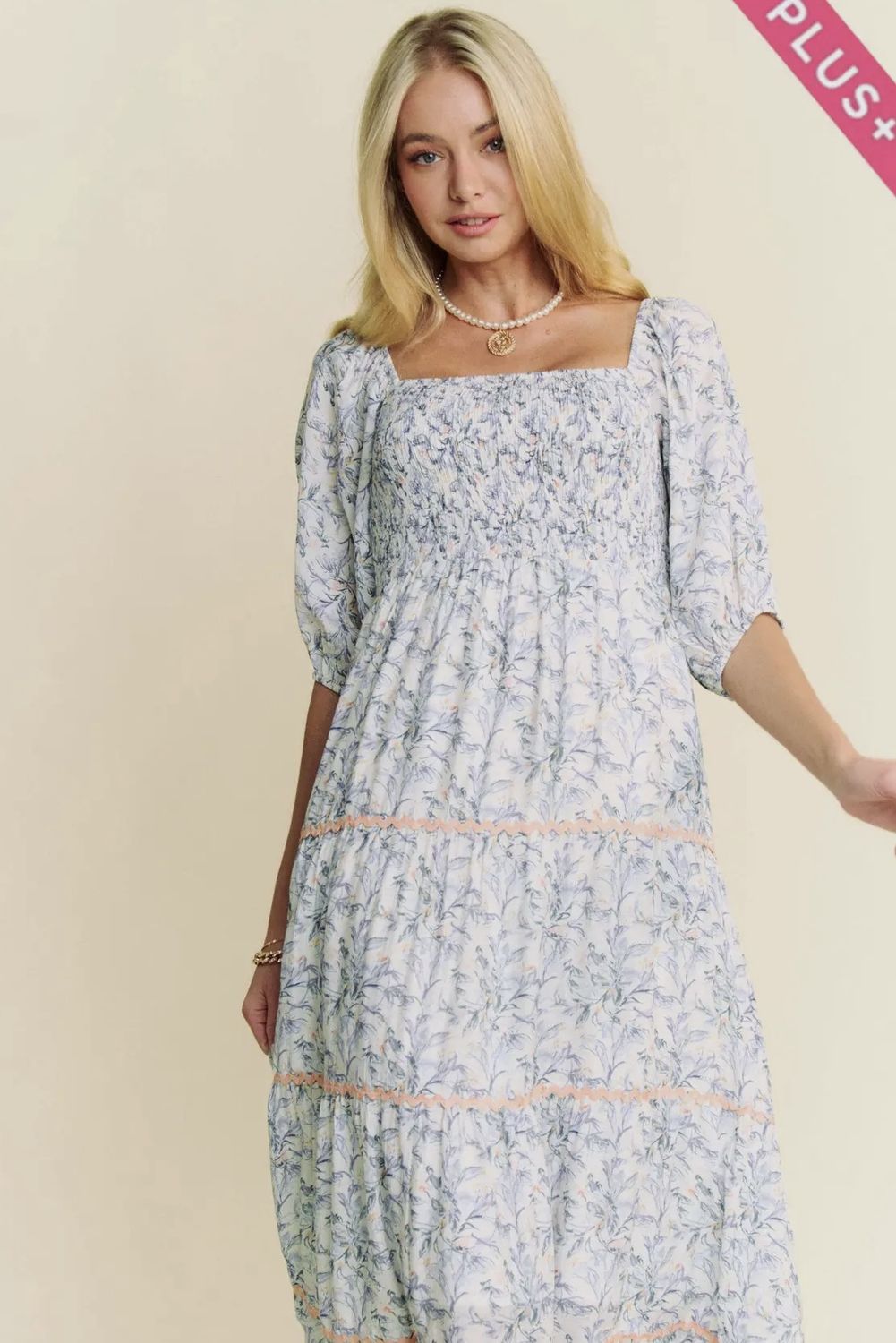 Tessa Tiered Midi Dress, Color: Blue, Size: Small