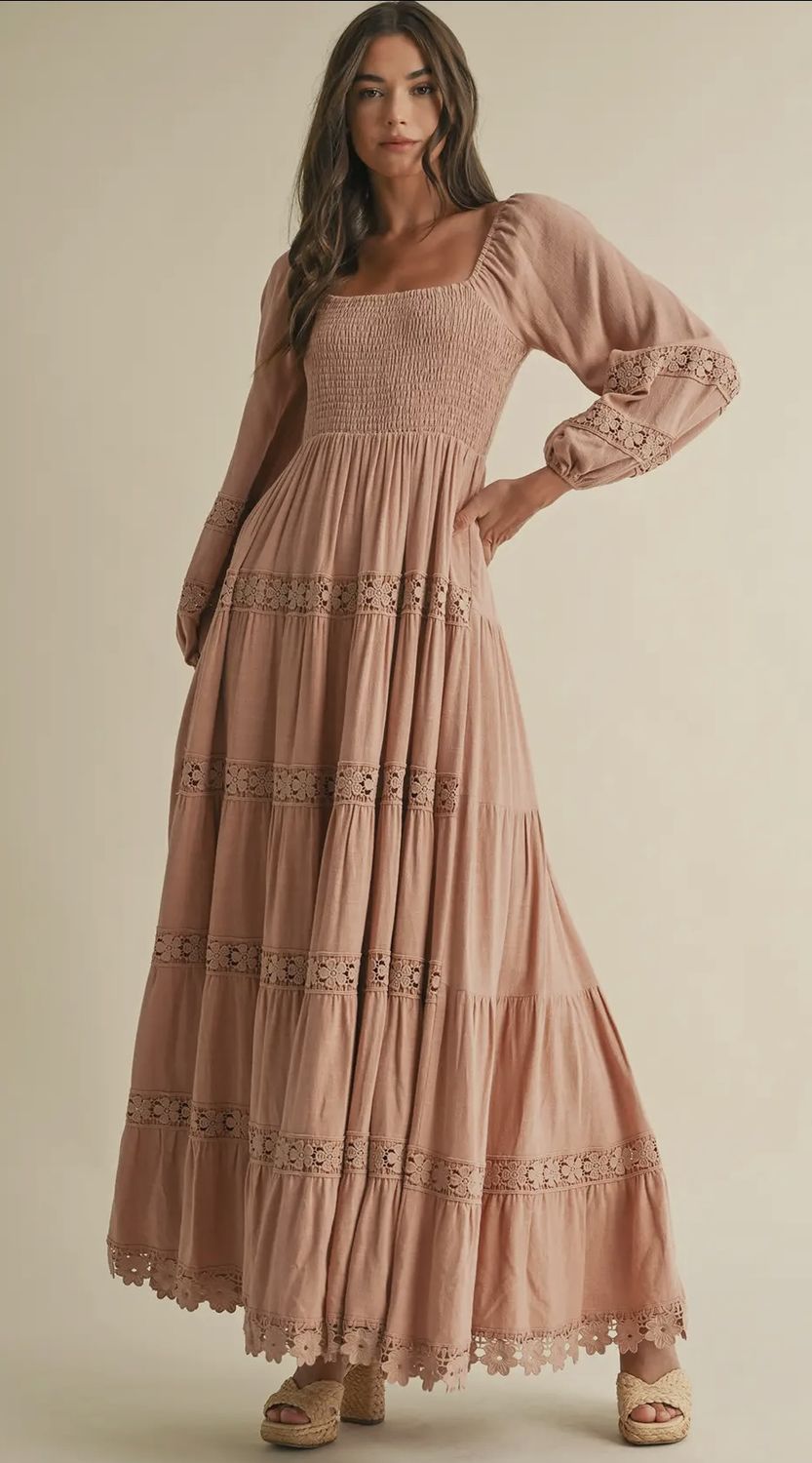 Skylar Maxi Dress, Color: Dried Rose, Size: Small