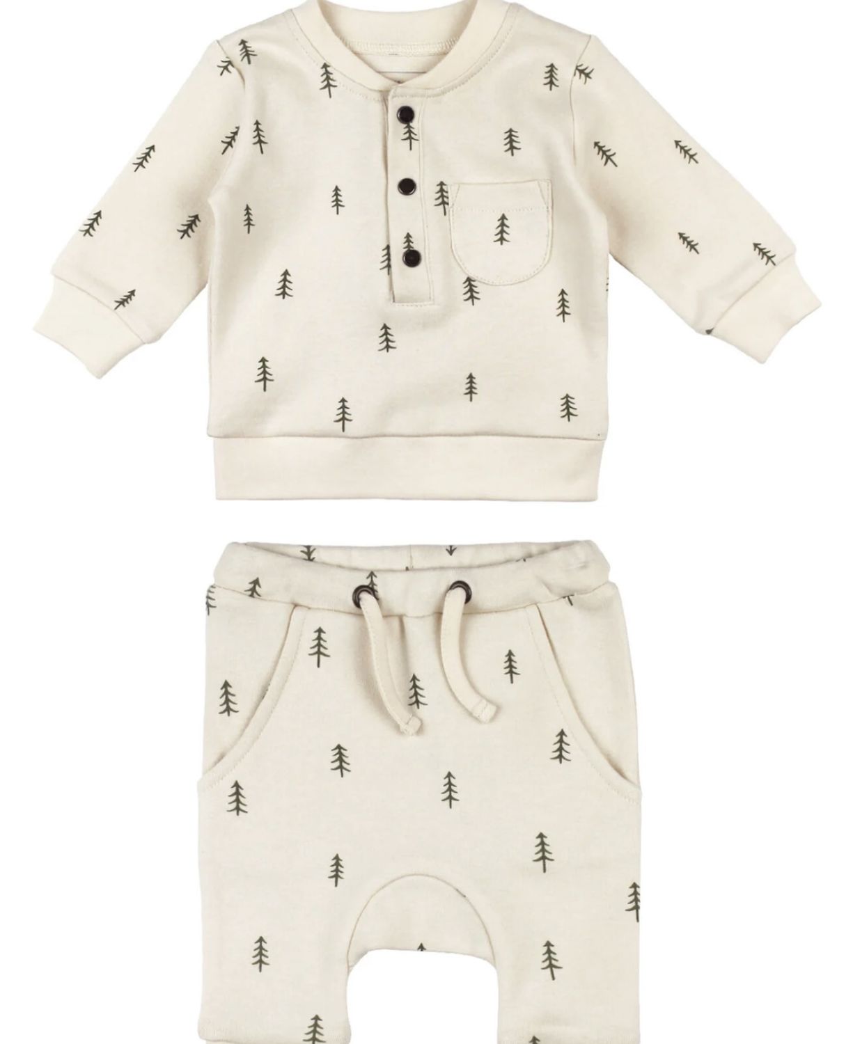 Pine &amp; Peak Sweatshirt &amp; Jogger Set - Buttercream Tree, Color: Buttercream, Size: 0-3M
