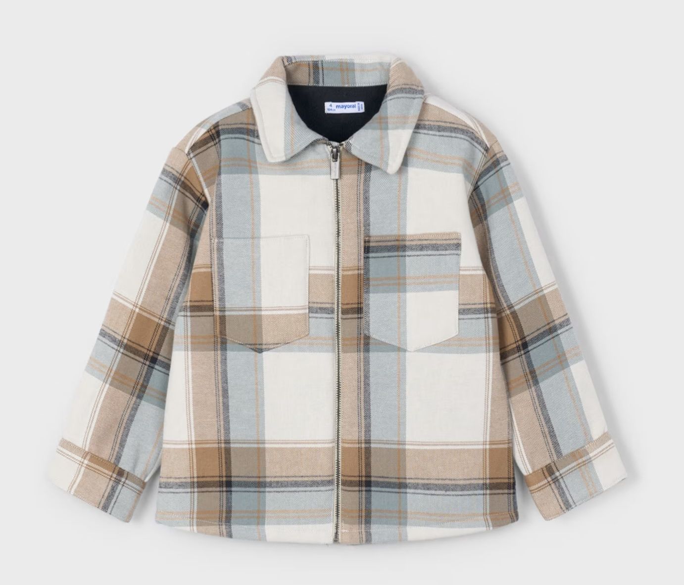 Bobby Check Jacket, Color: Tan + Cream, Size: Size 2