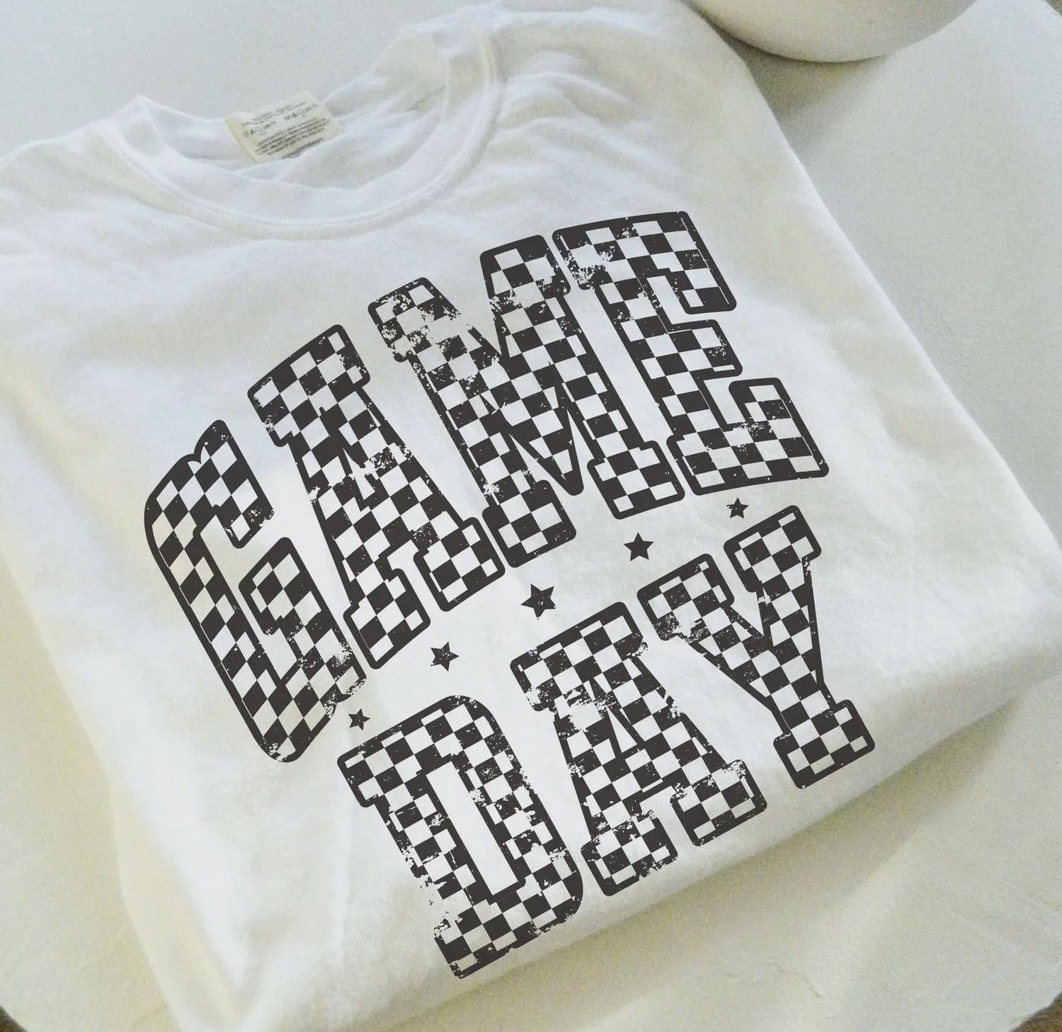 Checked GAME DAY Tee, Color: Ivory, Size: Small