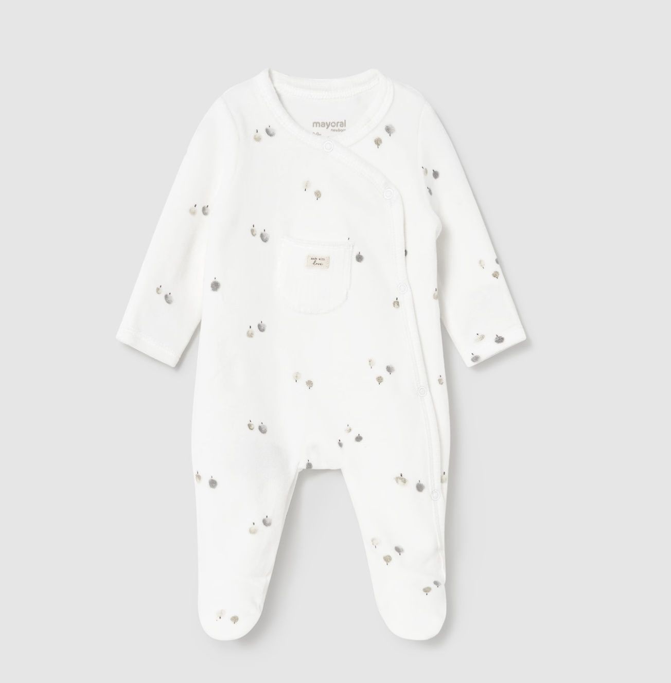 Velour One Piece, Color: White, Size: 0-0M