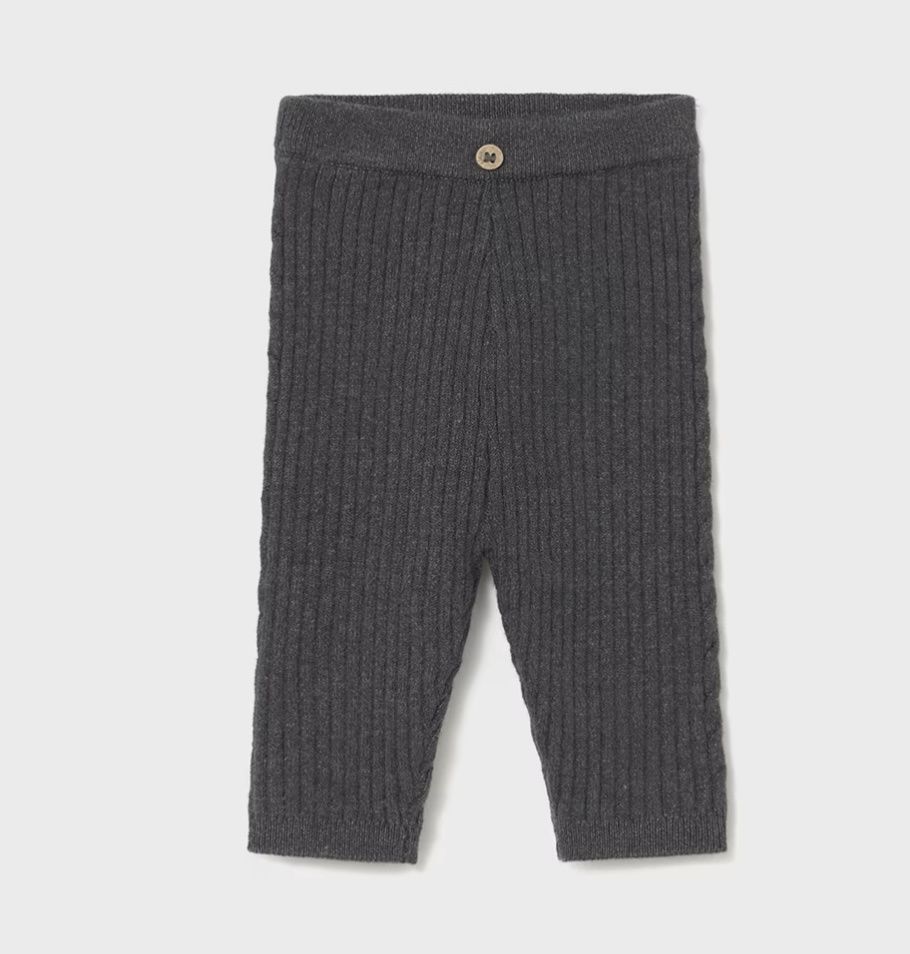 Baby Knit Leggings, Color: Charcoal, Size: 0-1M