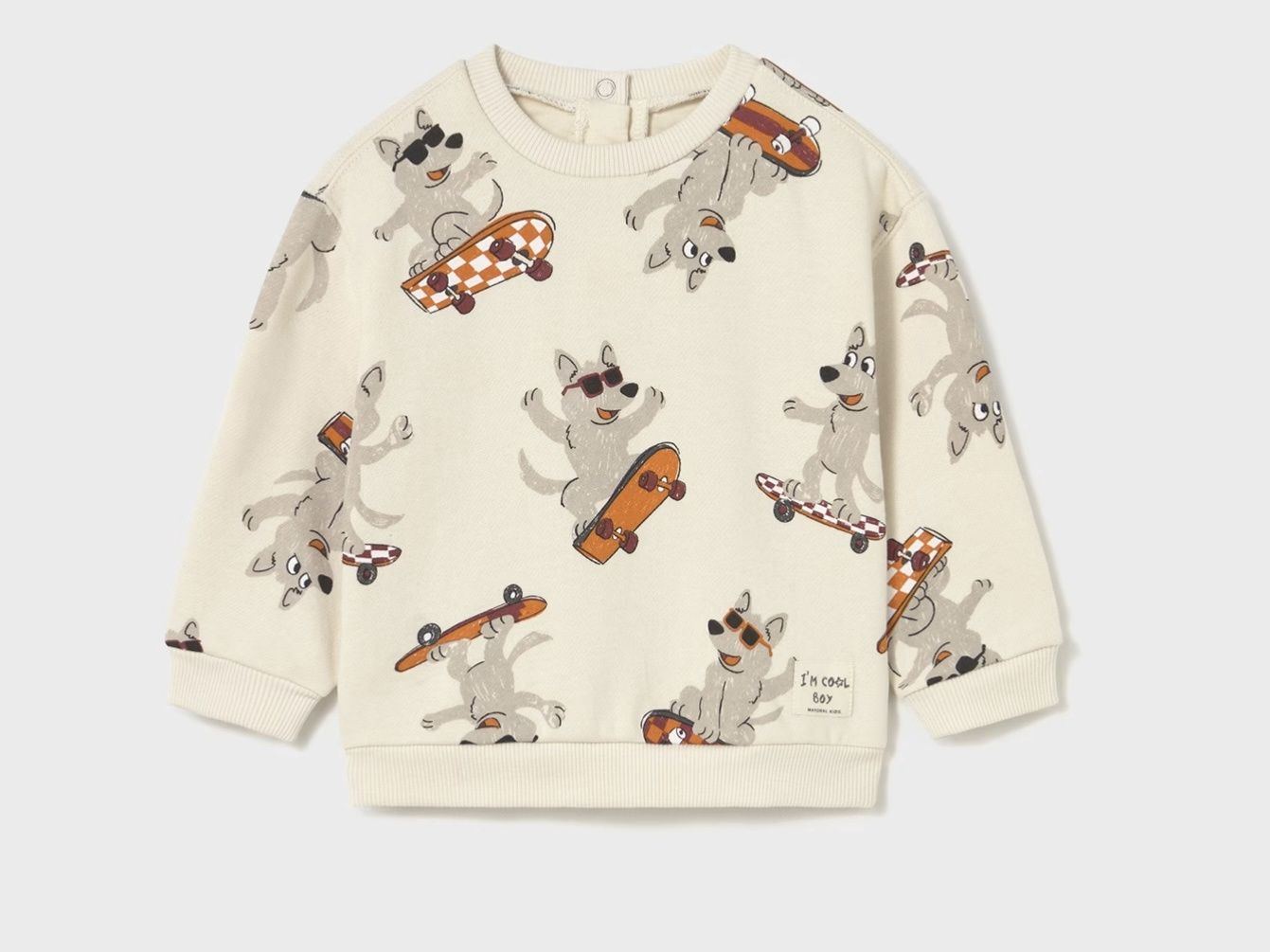 Skateboard Sweatshirt, Color: Cream/Skateboard, Size: 12M