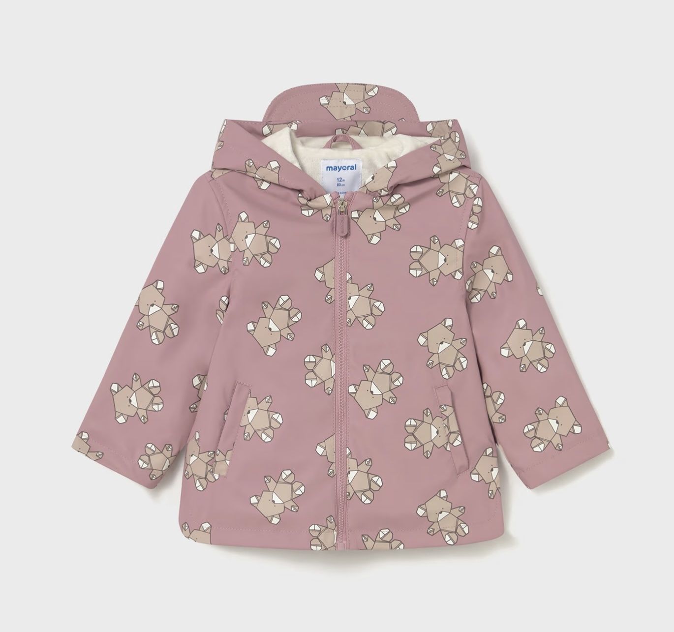 Bear Waterproof Raincoat, Color: Mauve/Bears, Size: 6M