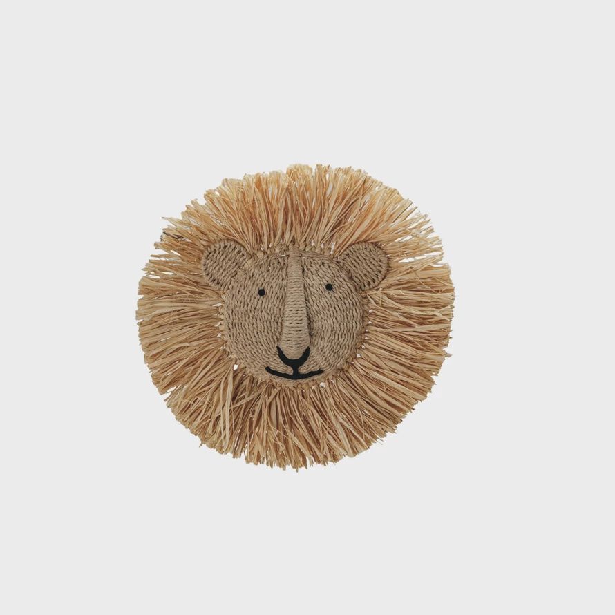 Paper Rope &amp; Dried Raffia Lion Head Wall Décor